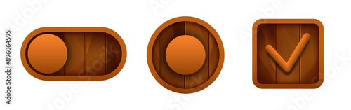 User interface design elements. Toggle button, Radio button and Checkbox. Vector set isolated on white background.