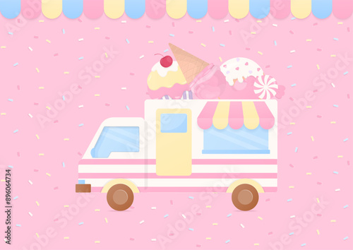 Bakery food truck and pastel sugar sprinkles