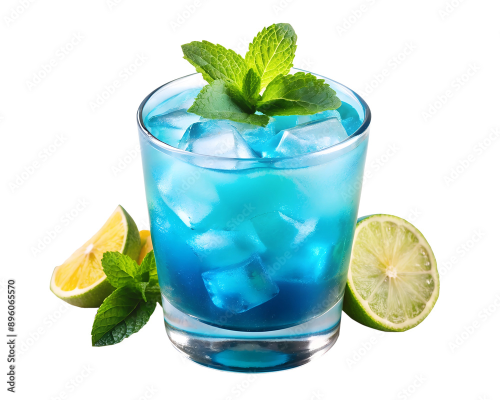 Blue Lagoon cocktail on transparent background Blue Lagoon cocktail on transparent background