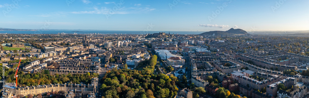 Aerial view of historic city with cathedral and old town, Merchiston, Edinburgh, Scotland. Aerial view of historic city with cathedral and old town, Merchiston, Edinburgh, Scotland.