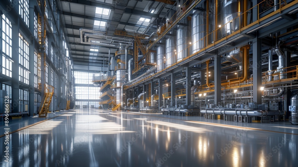 Modern Industrial Plant Ensuring Safety with Bright Environment - Digital Art Rendering Modern Industrial Plant Ensuring Safety with Bright Environment - Digital Art Rendering