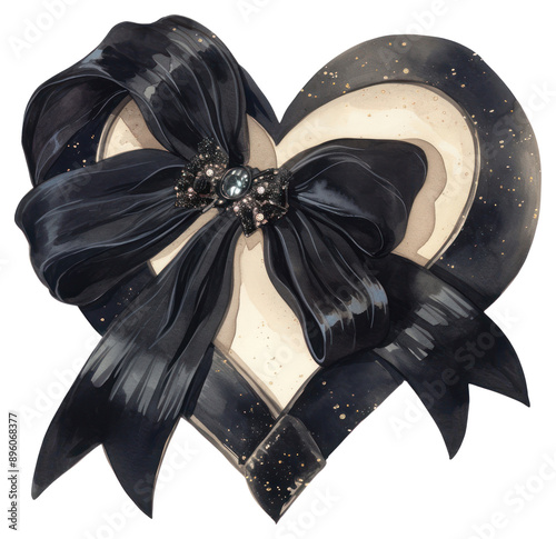 PNG Elegant heart-shaped black ribbon