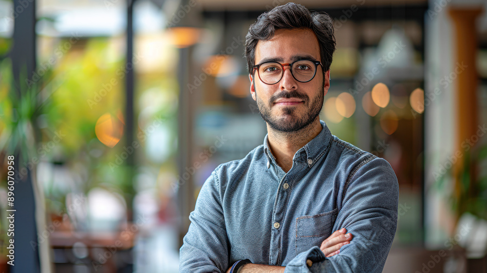 Portrait of a data engineer standing with arms crossed, looking at the camera Portrait of a data engineer standing with arms crossed, looking at the camera