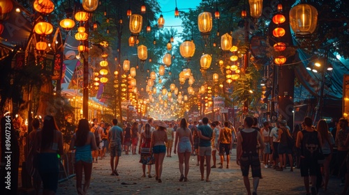 Sziget Festival in Budapest, Hungary. Art and Culture: Art installations, street performers, and theatrical productions add visual and creative flair to the festival experience.  photo