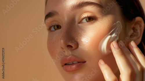 The woman applying cream photo