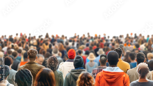 PNG  Diverse crowd gathering outdoors together.