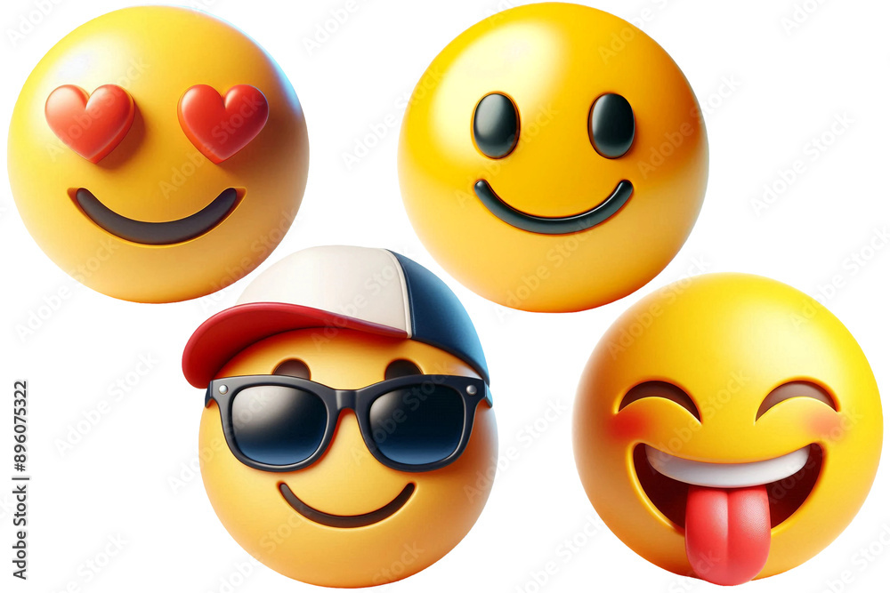 3D rendering set of emoji isolated on a transparent background 3D rendering set of emoji isolated on a transparent background