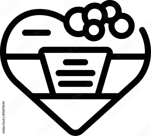 Black and white icon of a heart with bubbles and a chart symbolizing cardiovascular system examination