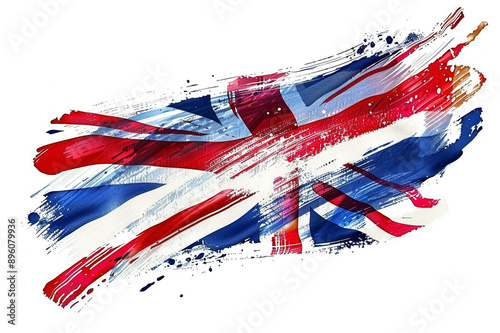 UK flag in brush stroke paint on white backgroun