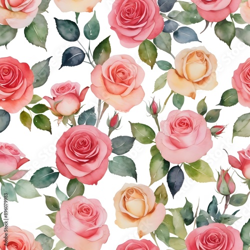 Flower watercolor pastel pattern