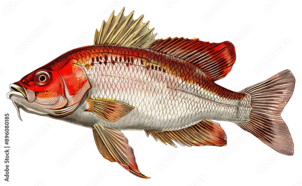 Fototapeta premium PNG Detailed vintage fish illustration