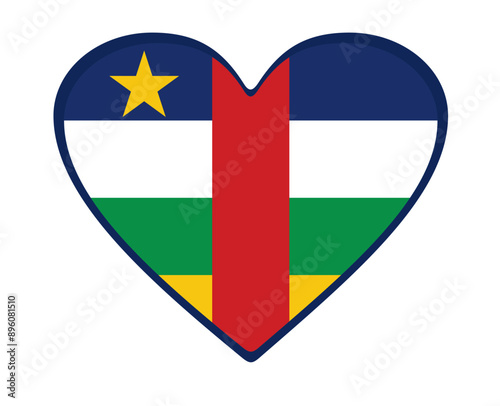 Central African Republic flag heart shaped. vector