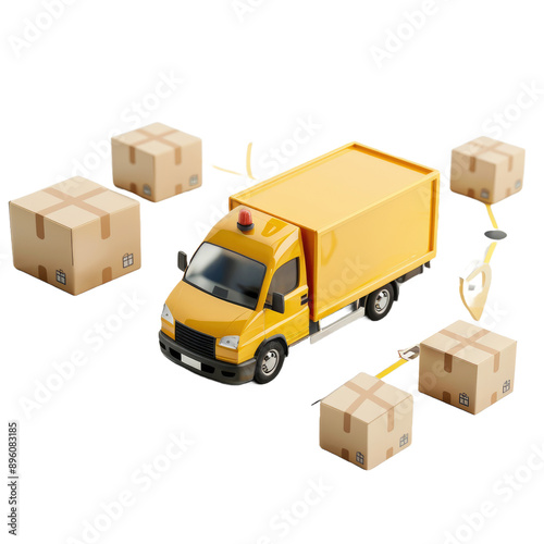 Express delivery service and delivery tracking on white background