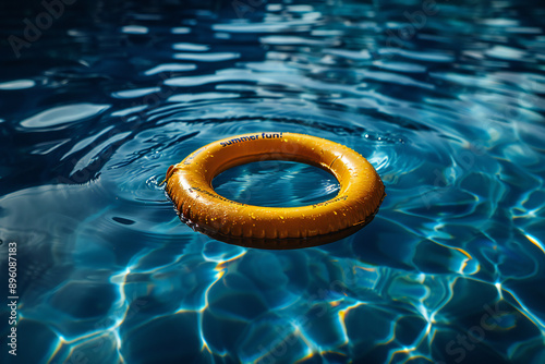 Yellow Pool Ring on Blue Water