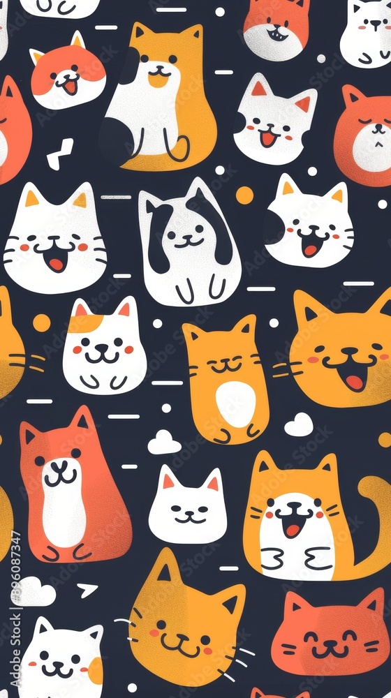 Vibrant and Playful Shiba Inu and Cat for Mobile App Login Background