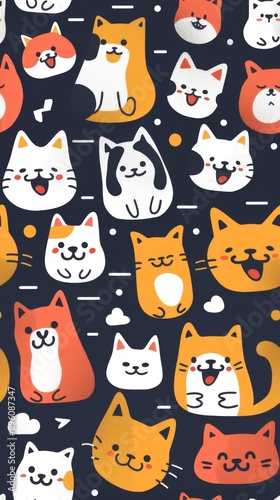 Vibrant and Playful Shiba Inu and Cat for Mobile App Login Background