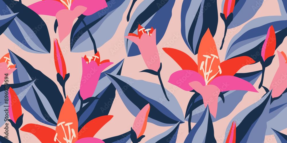 Exotic hand drawn flowers, seamless patterns with floral for fabric, textiles, clothing, wallpaper, cover, banner, home decor, abstract backgrounds. Vector illustration. Exotic hand drawn flowers, seamless patterns with floral for fabric, textiles, clothing, wallpaper, cover, banner, home decor, abstract backgrounds. Vector illustration.