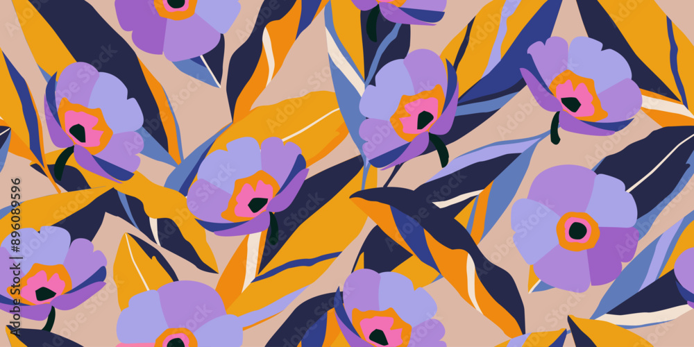 Exotic hand drawn flowers, seamless patterns with floral for fabric, textiles, clothing, wallpaper, cover, banner, home decor, abstract backgrounds. Vector illustration. Exotic hand drawn flowers, seamless patterns with floral for fabric, textiles, clothing, wallpaper, cover, banner, home decor, abstract backgrounds. Vector illustration.
