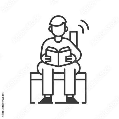 minimalist line art icon bookbinding in action logo symbol