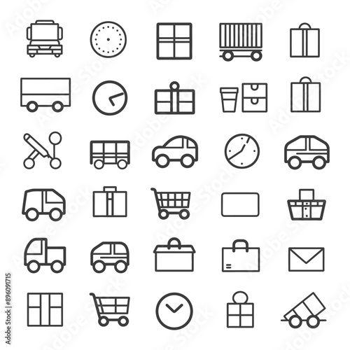 minimalist line art icon free shipping collection set logo symbol