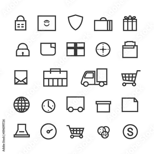minimalist line art icon free shipping collection set logo symbol