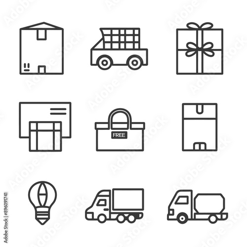 minimalist line art icon free shipping collection set logo symbol