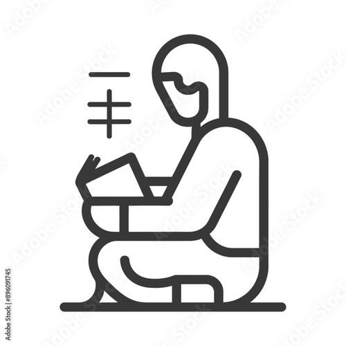 minimalist line art icon bookbinding in action logo symbol
