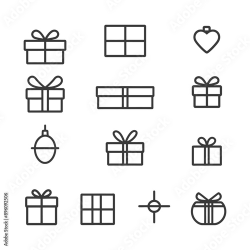 minimalist line art icon gifts presents collection set logo symbol