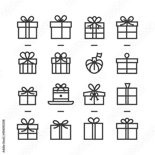 minimalist line art icon gifts presents collection set logo symbol