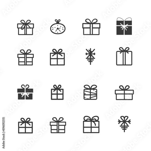 minimalist line art icon gifts presents collection set logo symbol