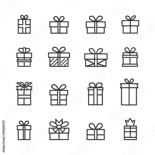 minimalist line art icon gifts presents collection set logo symbol