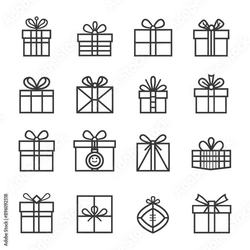 minimalist line art icon gifts presents collection set logo symbol