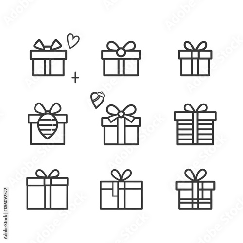 minimalist line art icon gifts presents collection set logo symbol