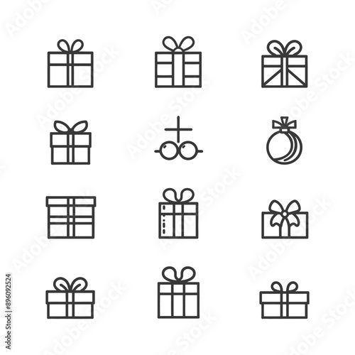 minimalist line art icon gifts presents collection set logo symbol
