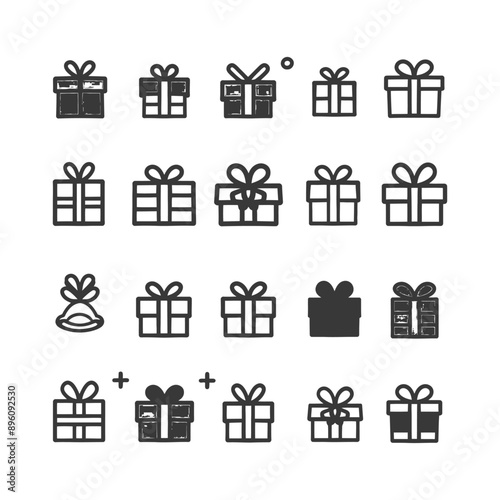 minimalist line art icon gifts presents collection set logo symbol