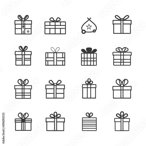 minimalist line art icon gifts presents collection set logo symbol