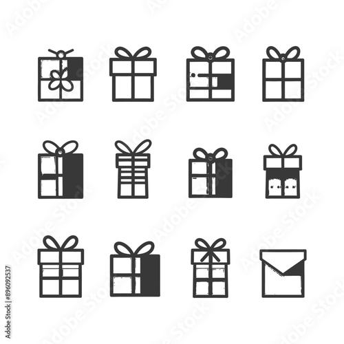 minimalist line art icon gifts presents collection set logo symbol