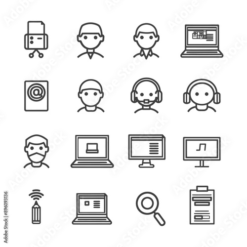 minimalist line art icon help desk collection set logo symbol