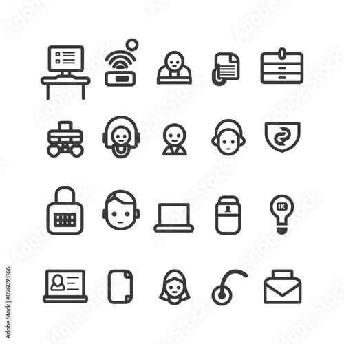 minimalist line art icon help desk collection set logo symbol