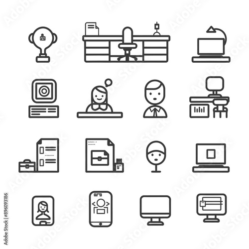 minimalist line art icon help desk collection set logo symbol