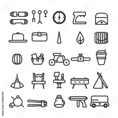 minimalist line art icon hobby collection set logo symbol