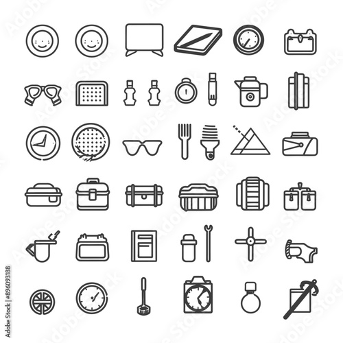 minimalist line art icon hobby collection set logo symbol