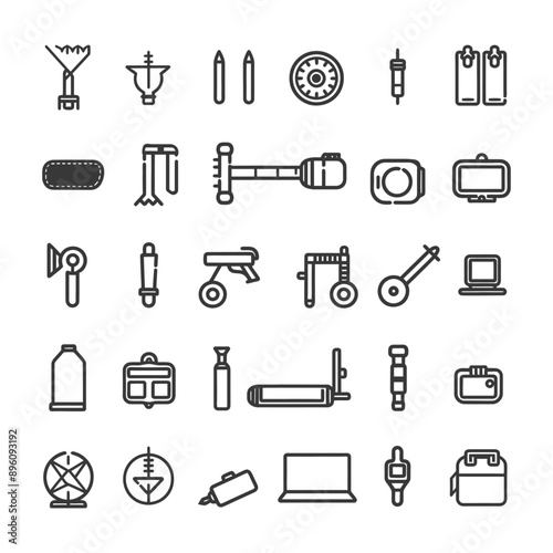 minimalist line art icon hobby collection set logo symbol