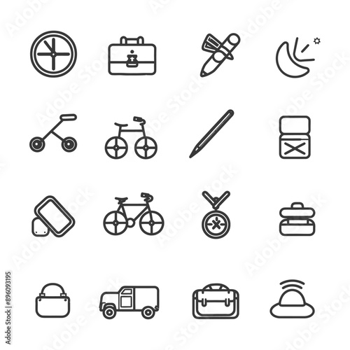 minimalist line art icon hobby collection set logo symbol