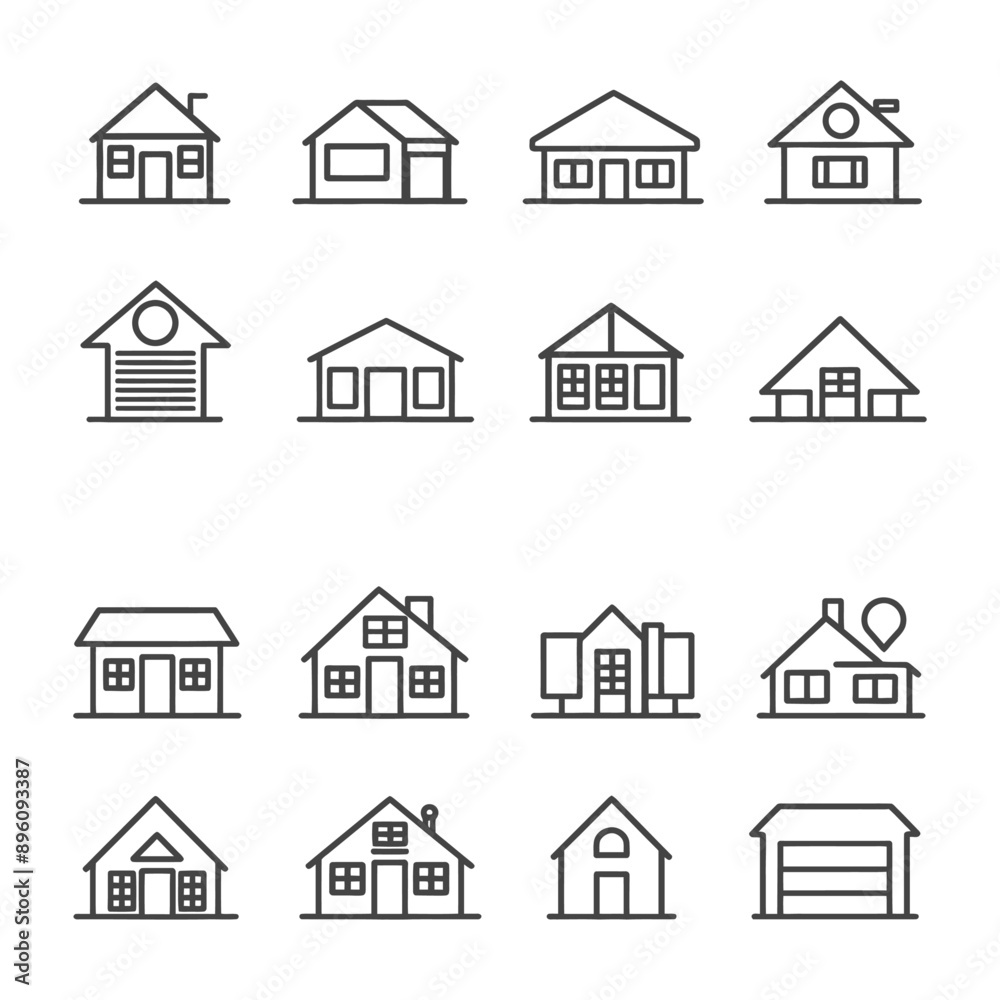 Fototapeta premium minimalist line art icon house collection set logo symbol