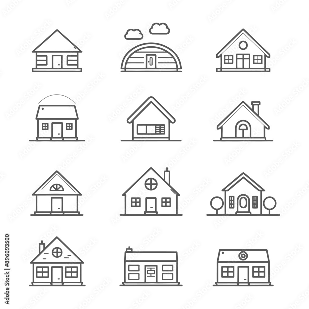 minimalist line art icon house collection set logo symbol minimalist line art icon house collection set logo symbol