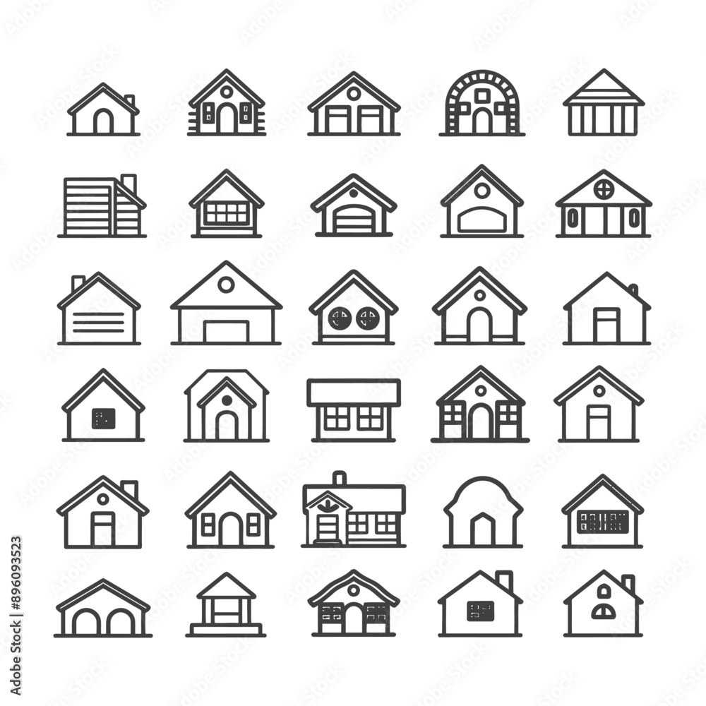 Fototapeta premium minimalist line art icon house collection set logo symbol