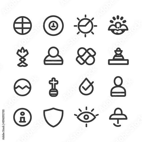 minimalist line art icon integrity collection set logo symbol