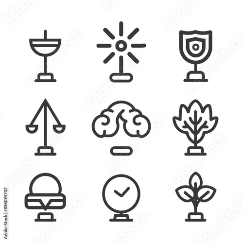 minimalist line art icon integrity collection set logo symbol