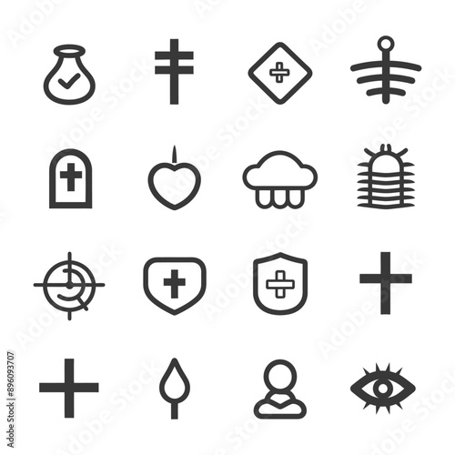 minimalist line art icon integrity collection set logo symbol